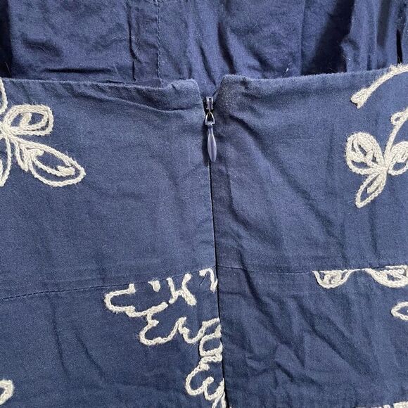 J.Crew Navy Blue Ivory Mirabel Lawn Embroidered Floral Mini Dress, Size 6 - Picture 6 of 8